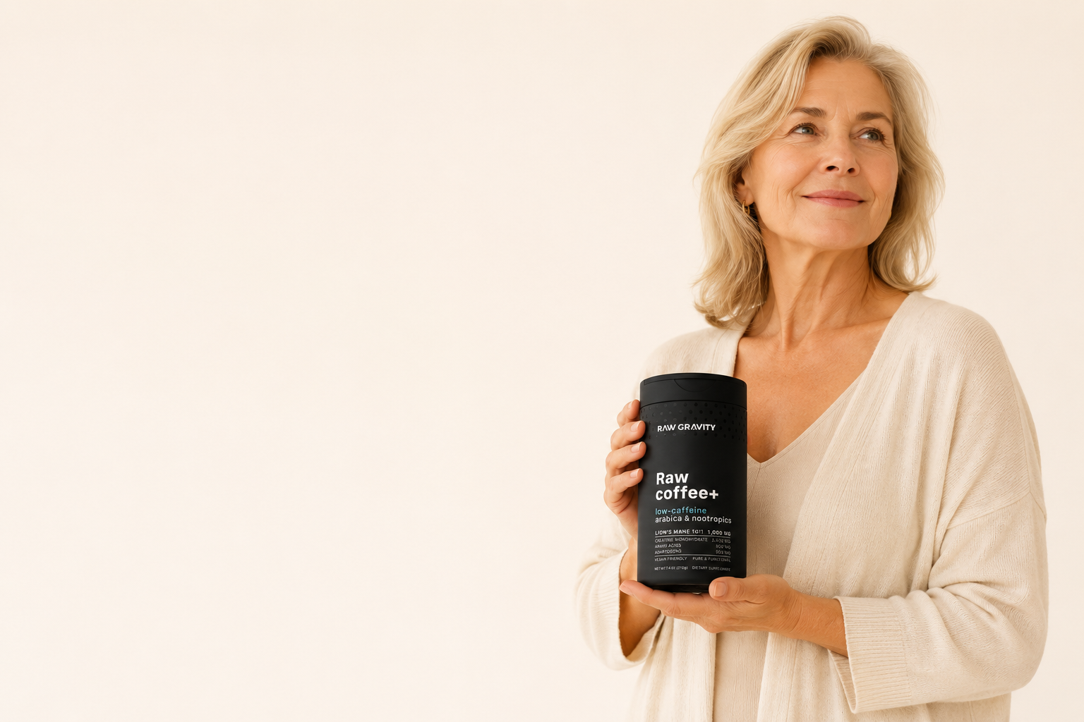 Woman holding Raw Coffee+